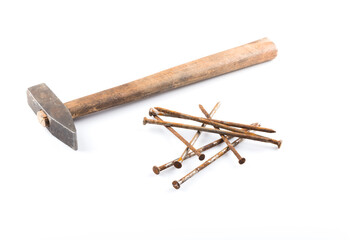 old hammer and nails