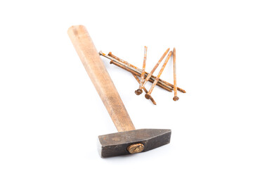 old hammer and nails