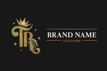 Luxury letter L and R  gold logo design template