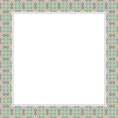 Tiled ornamental border frame. Colored vector template for your design
