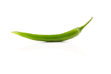 fresh green chili on white background