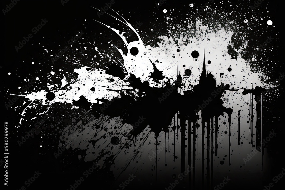 Poster black paint splatter over the floor an abstract grungy backdrop image format raster. generative ai