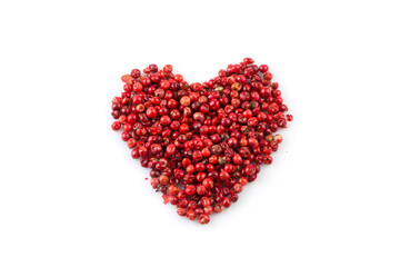 Fototapeta na wymiar red peppercorns hart shape