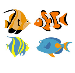 Aquarium fish vector bright set