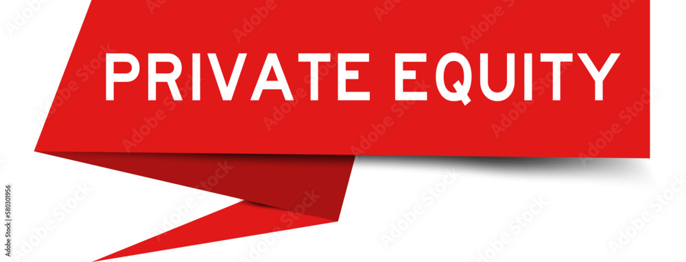 Wall mural Red color speech banner with word private equity on white background