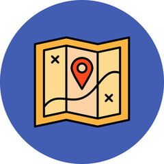 Map Multicolor Circle Filled Line Icon