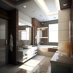 Modern interior design bathroom AI generated