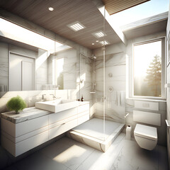 Fototapeta na wymiar Modern interior design bathroom AI generated