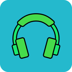 Headphone Multicolor Round Corner Filled Line Icon
