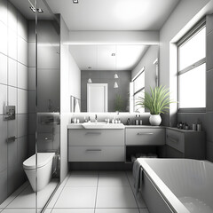 Modern interior design bathroom AI generated