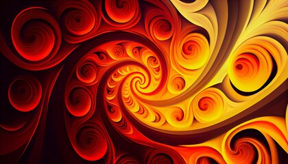 a gradient of warm colors, such as reds, oranges, and yellows, to create a swirling flame pattern, Generative AI, illustration