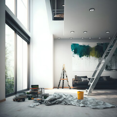 modern interior of a room under renovation AI generated