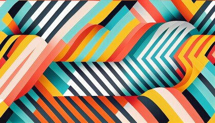 parallel lines that twist and curve a different color in the pattern, Generative AI, illustration