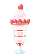 ストロベリーパフェのイラスト