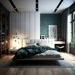 Modern style interior bedroom AI generated