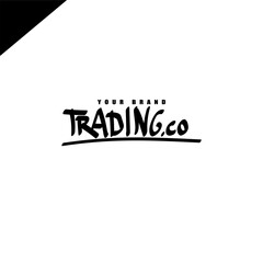 Trading.co initial handwriting signature, fashion handwritten monogram design, trademark, brand. Handwritten identity name. abstract paint brush lettering. Calligraphy brush. Write a script. Vector