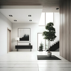 Modern interior design with artwork canvas on wall AI generated