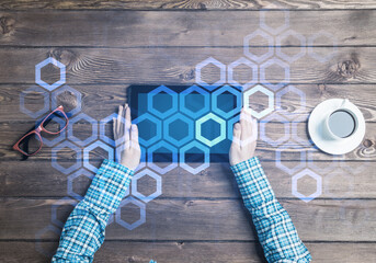 Concept of social communication and networking with social connection concept