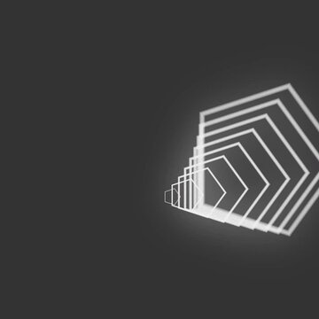 Hexagon shapes concentric circular animation. Soothing and Calm animation. White strokes on a dark background. Minimal and artistic looping animation