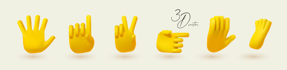 3d hand gestures icon set.