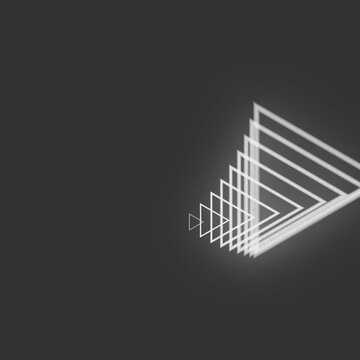 Triangle shapes rotating in a circular motion. looping animation. White lines on a dark background. Abstract creations of triangular shapes. White lines  moving in circular motion