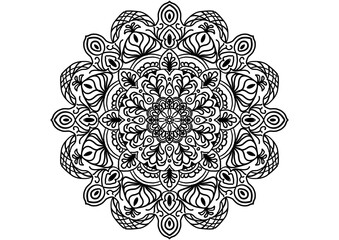 Madala Coloring book. Madala hand drawn doodle mandala with lower for Henna. yoga design, Mehndi,decoration. Coloring book page