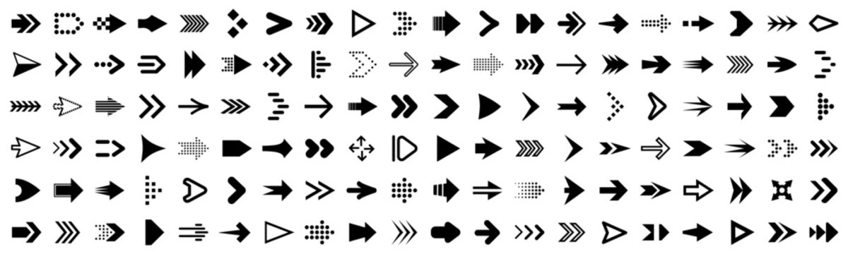 Set arrow icons. Collection different arrows sign. Black vector arrows cursor direction icons – stock vector