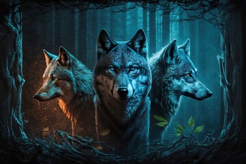 Mystical Wolves of Mystic Woods Generative AI