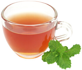 Herbal tea in a cup with mint leaves