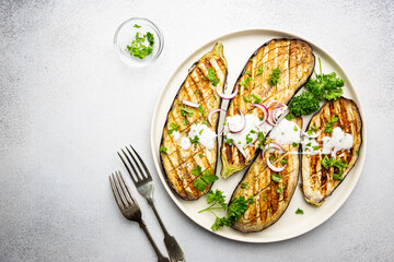 Grilled eggplant slices