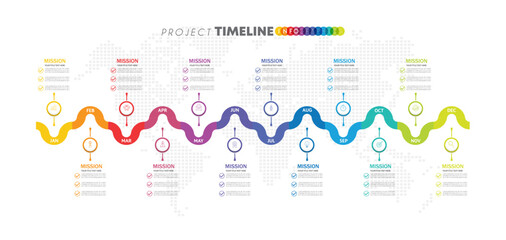 infographic Project timeline graph for 12 months modern diagram calendar, presentation vector infographic.