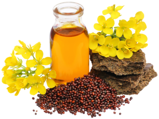 Mustard oil cake with flower