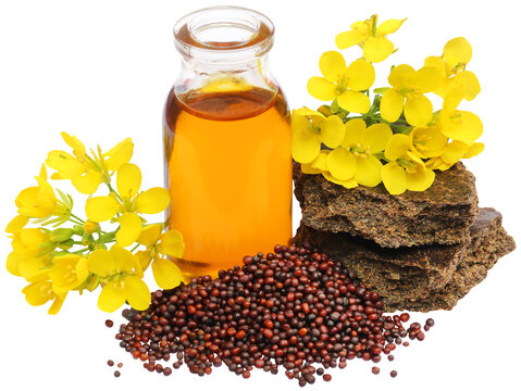 Mustard oil cake with flower