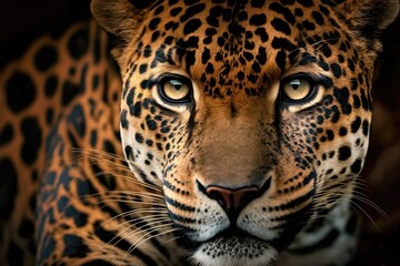 Fototapeta na wymiar Close up of a Jaguar's Face. Generative AI