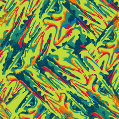 Unusual abstract urban seamless pattern with colorful wave elements