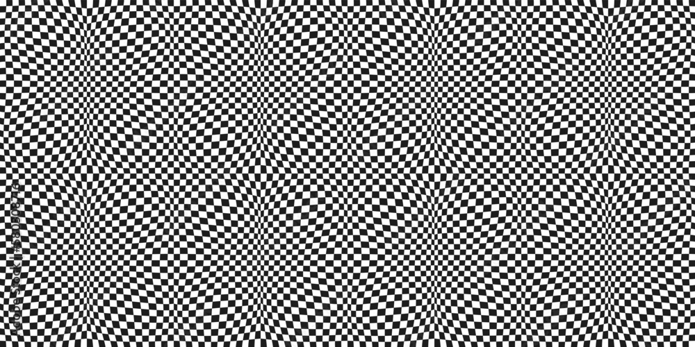 Aufkleber Checkered pattern texture. Vector canvas with repeating checkered wave. Print for applying to seamless surfaces.