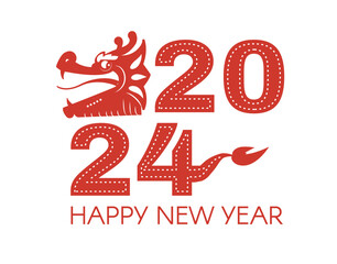 Happy Chinese ew Year, Year of the Dragon! Eastern calendar design template with Dragon beast. Asian traditional holiday celebration.