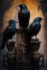 Gothic Reverie: The Enigmatic Crow in Art AI-Generated