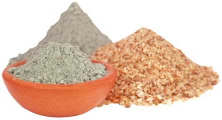 Grady cement in a bowl with two types of sand