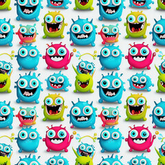 seamless pattern with smiling monsters for your design