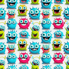 Fototapeta premium seamless pattern with smiling monsters for your design