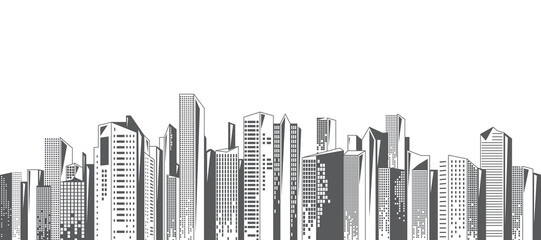 City vector border background. Urban cityscape with skyscrapers, in