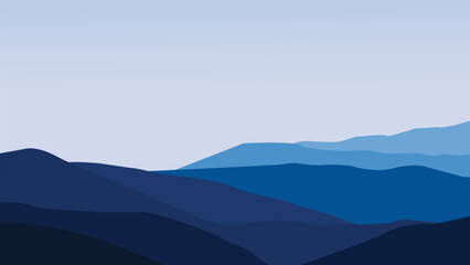 Fototapeta na wymiar illustration of blue mountain landscape with clouds wallpaper for computer desktop nature background 