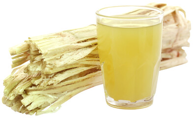 Piece of sugarcane with juice