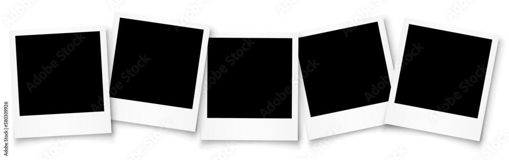 Poster set five empty photo frame, group photo frame - stock vector
