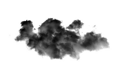 black smoke or clouds isolated on transparent png