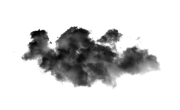 black smoke or clouds isolated on transparent png