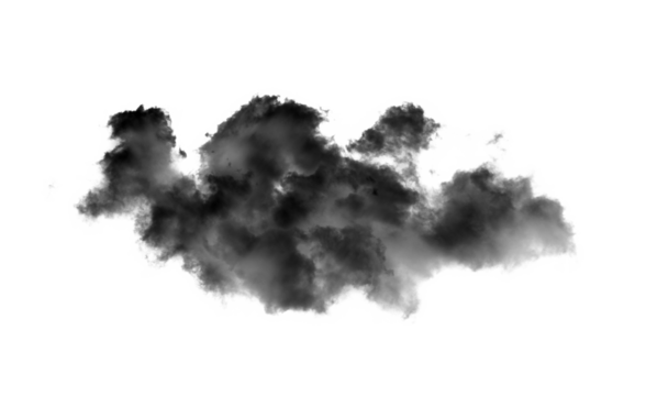 black smoke or clouds isolated on transparent png
