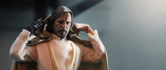 Fototapeta premium Bangkok Thailand. April 30 2018. Star Wars figure. portrait images. toy figures characters model standing.
