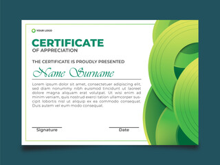 Elegant certificate template design with green details